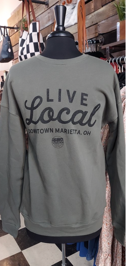 MARIETTA, OHIO Live Local SWEATSHIRT OLIVE GREEN