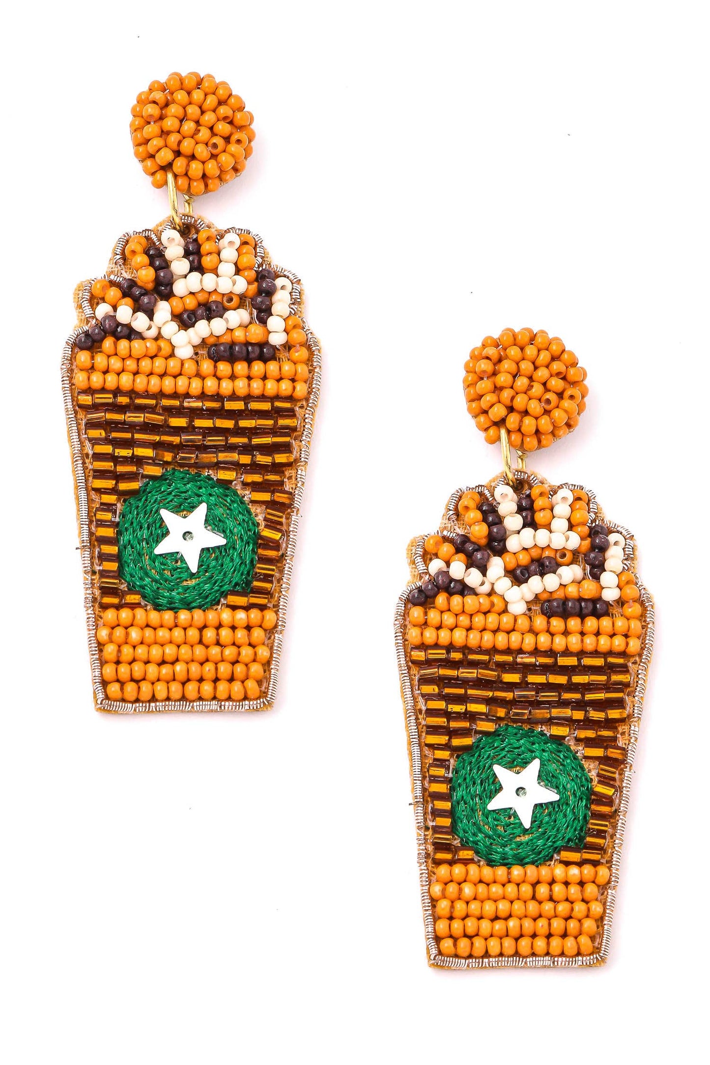 Seed Beaded Frappuccino Drop Earrings