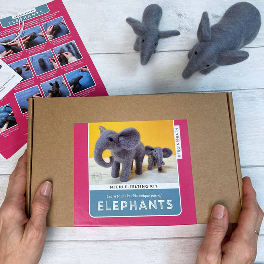 Needle Felted Elephant Kit. A Gorgeous Craft Set For Adults.