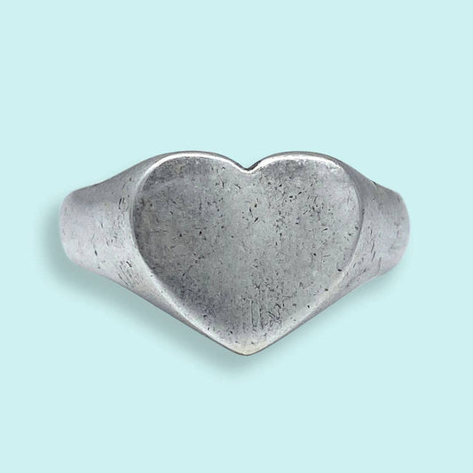 Silver Heart Signet Ring: Carded