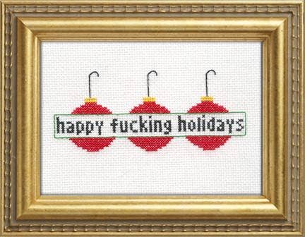 Happy F*cking Holidays Ornaments: Deluxe Cross Stitch Kit