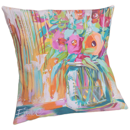 Floral "Running Colors" Pillow: 24"x24" / Pillow