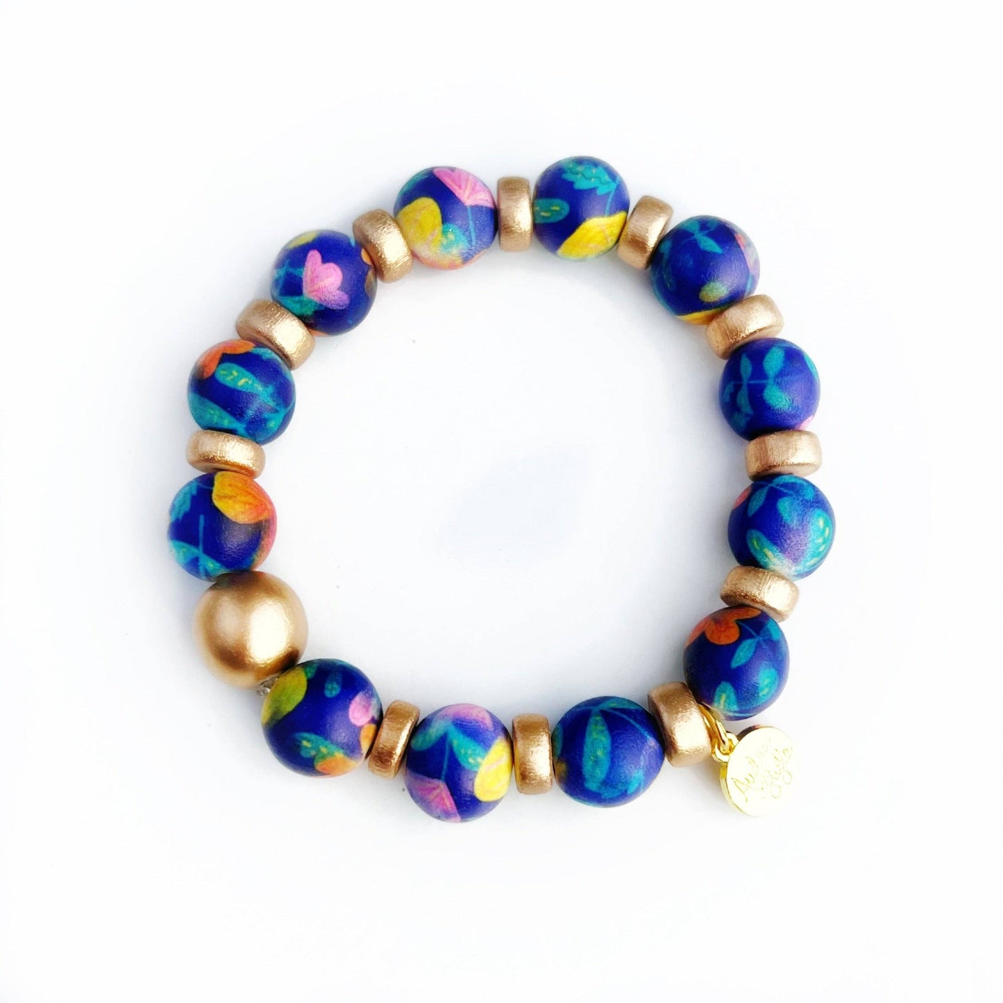 New Navy Tulip Gold Stacking Bracelet Spring