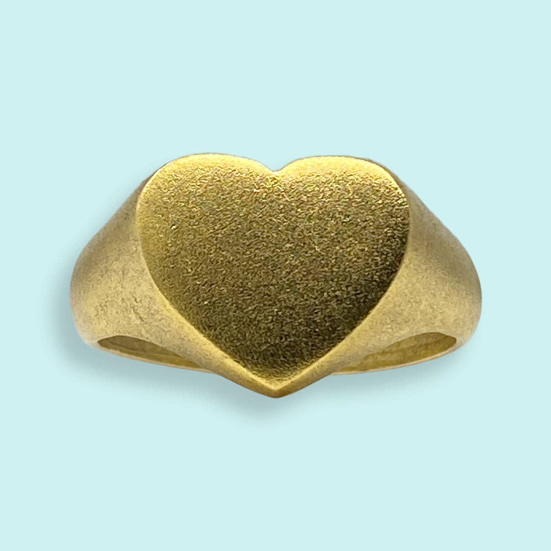 Gold Heart Signet Ring: Carded