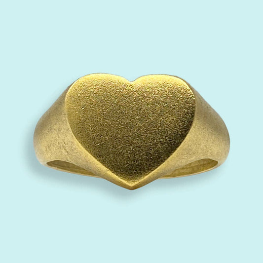 Gold Heart Signet Ring: Carded