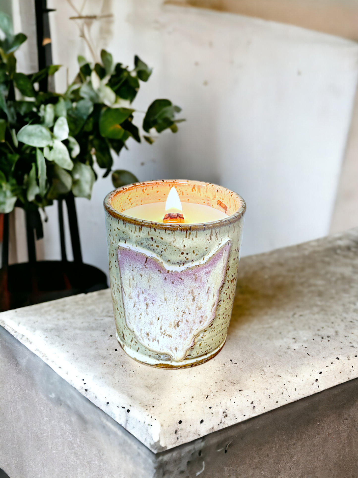 Sea Salt & Orchid | Ohio Themed Pottery Candle | Wood Wick