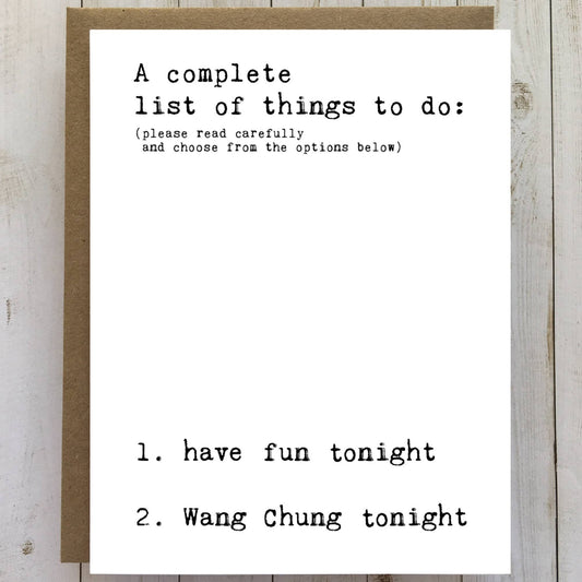 NEW! Things To Do Wang Chung greeting card, funny birthday