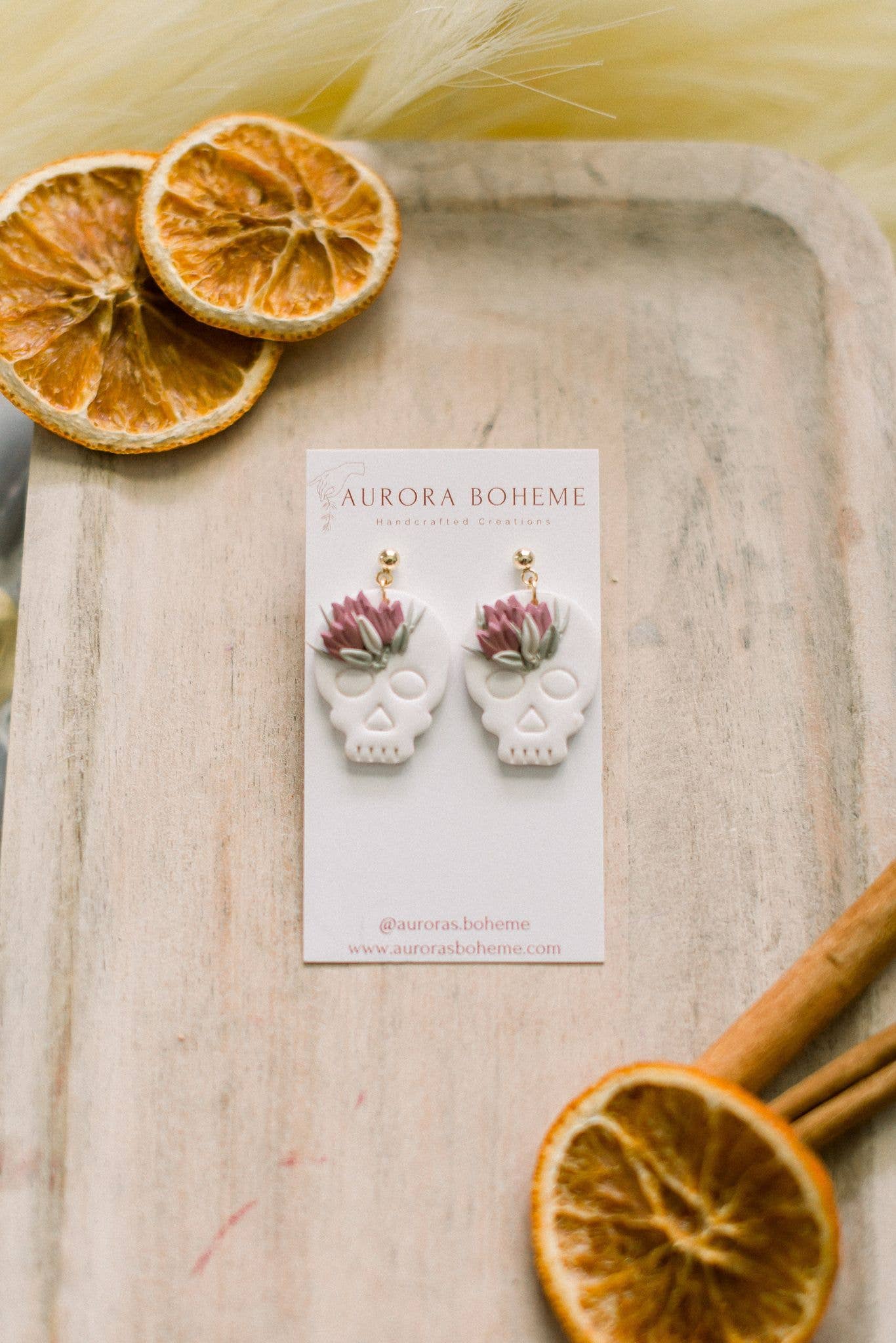 Floral Skull Dangles
