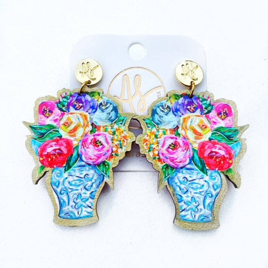 Large Colorful Statement Artwork Bouquet Floral Earring