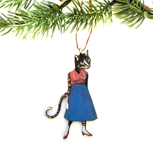 Red Shoe Cat Christmas Ornament