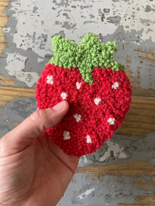 Strawberry Mug Rug Punch Needle