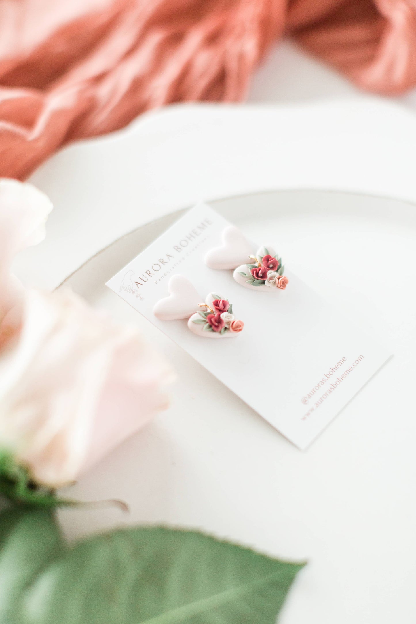 Blushing Floral Heart dangles