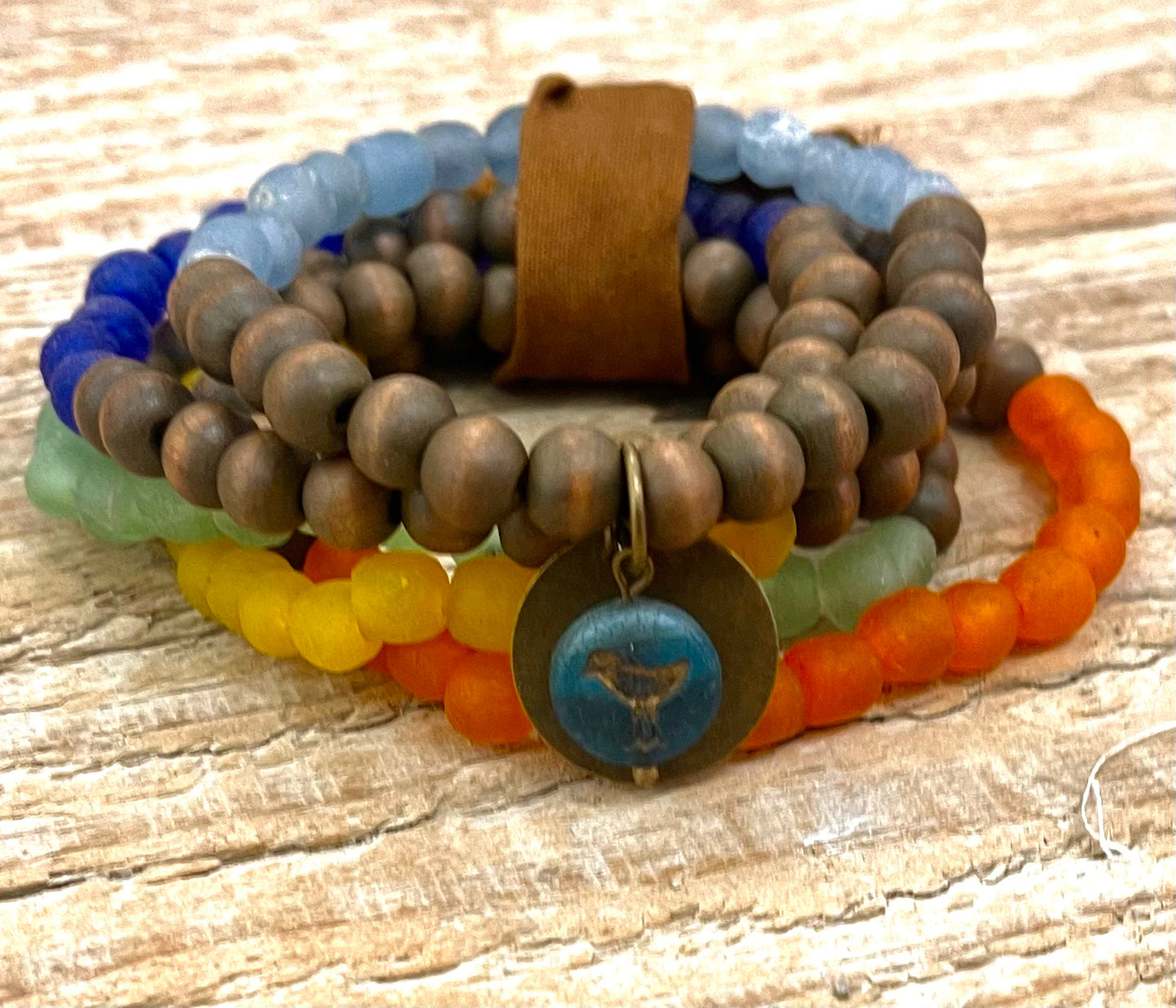 Ghana Glass Mono Bracelet Set Red